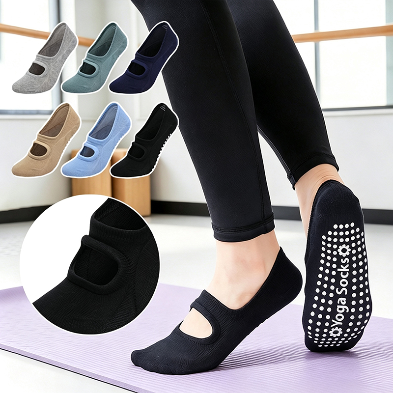 Pilates Yoga Workout - Meias de Yoga Antiderrapantes Sem Calcanhar